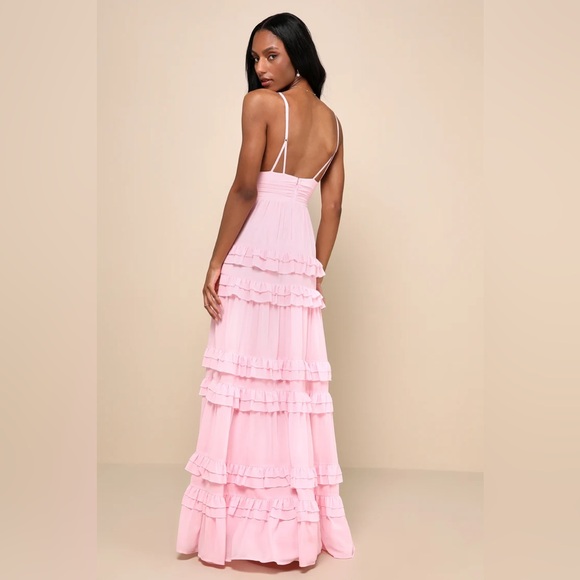Lavish Perfection Light Pink Ruffled Tiered Maxi Dress - Picture 3 of 3